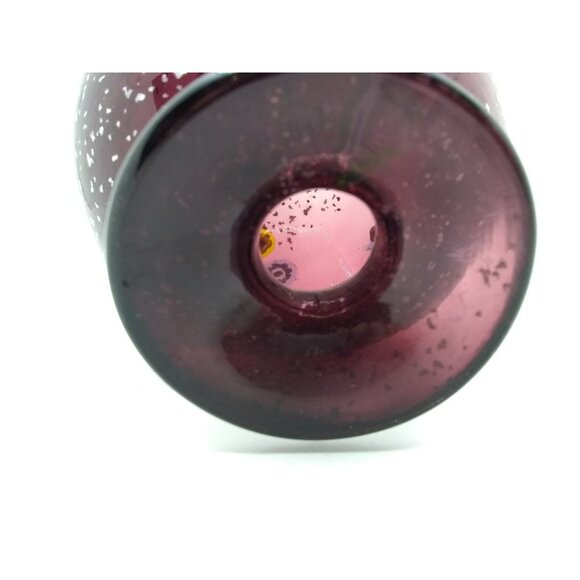 Hand Blown Art Glass Floral Speckled  Pedestal Ornament 5.75" Tall 3" Diameter - Picture 3 of 12